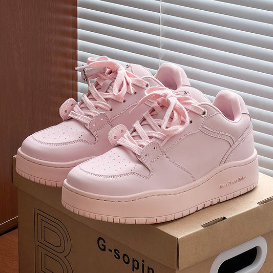 Women's & Men's Invisible Height Increasing Insole Bread Models Fairy Pink Platform Sneakers