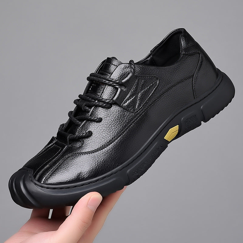Men's Spring First Layer Cowhide Soft Bottom Surface Casual Shoes