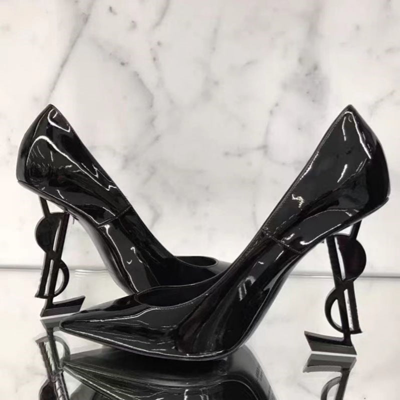 Women's Solid Color Fashion High Letter Pointed Women's Shoes