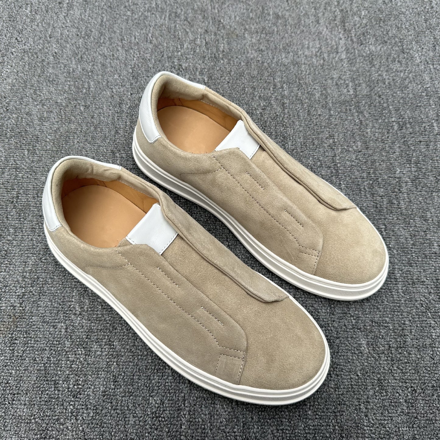 Men's Elastic Band Cow Split Lazy Flat Men's Shoes
