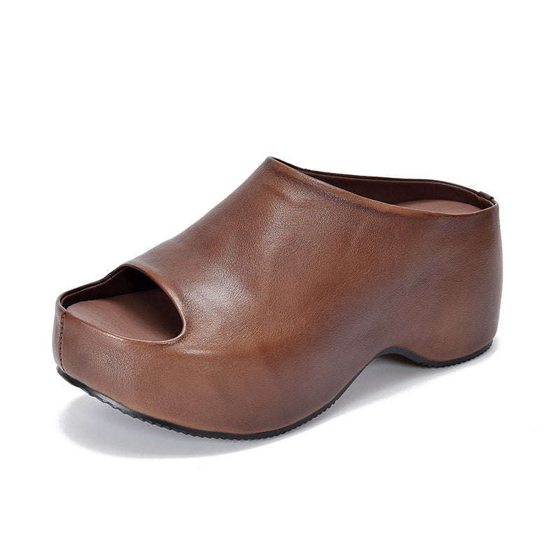 Thick-soled Peep Toe Outdoor Fashionable Bag Thick-soles Slippers