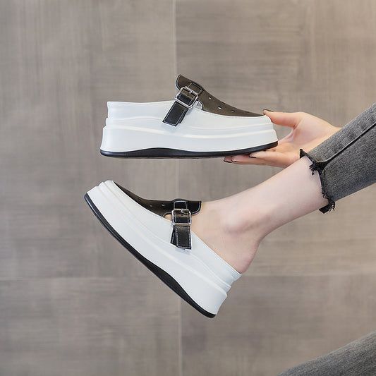 Women's Half Summer Platform Muffin Outer Wear High Soft Slippers