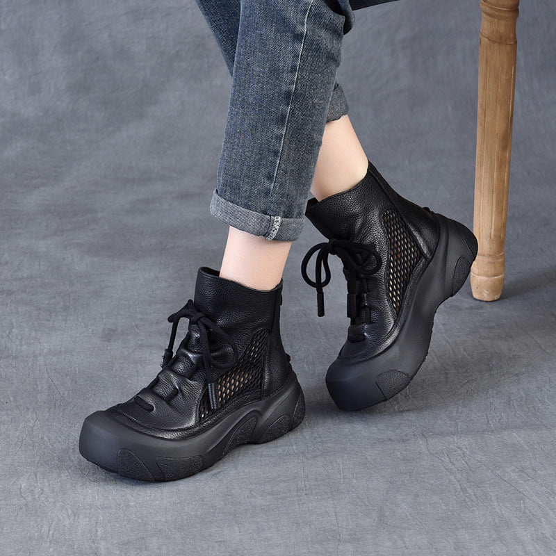 Women's Breathable Martin Retro Thick Bottom Summer Short Boots