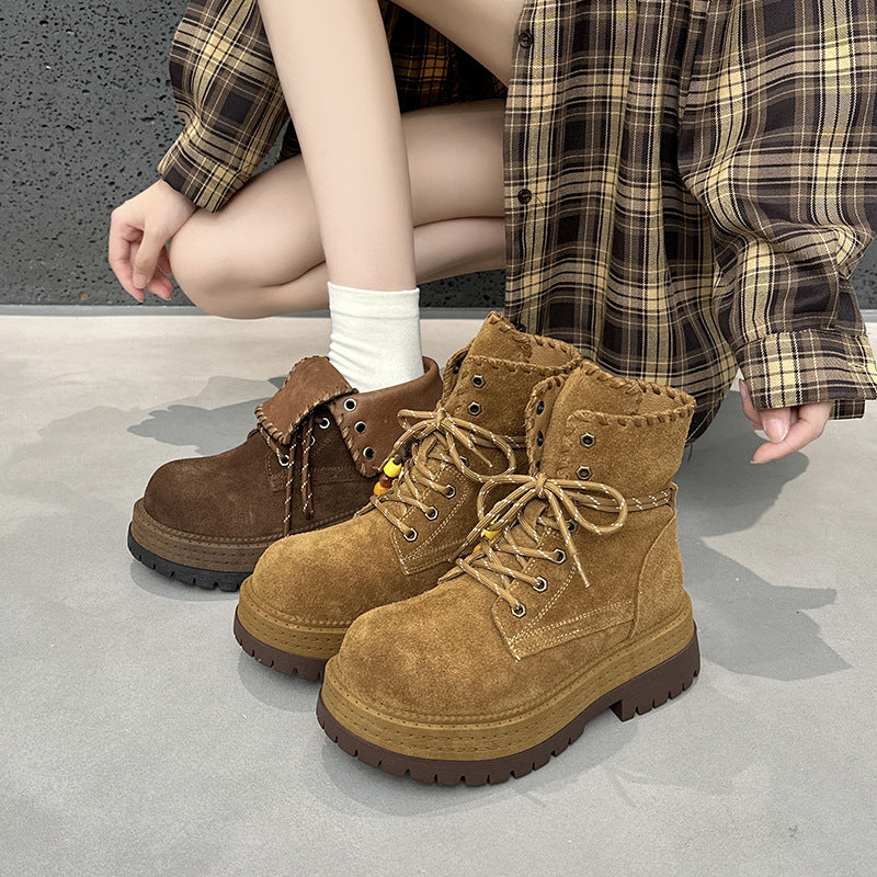 Women's Two-way Martin Autumn British Style Ankle Women's Leather Boots