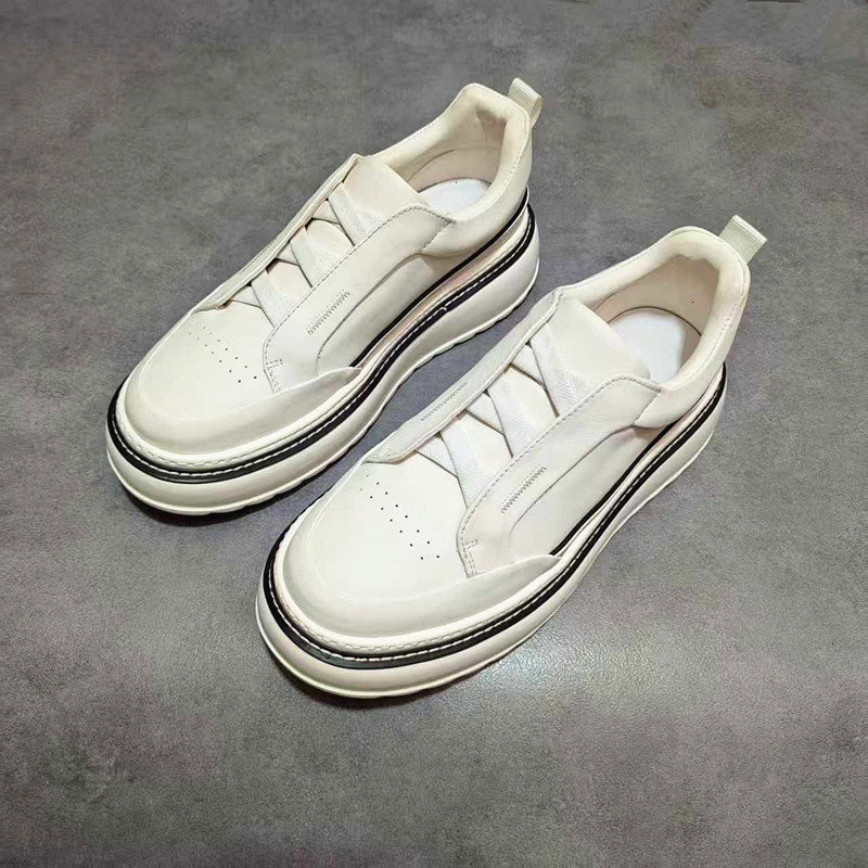 Men's Genuine Platform Fashion Top Layer Cowhide Height Men's Casual Shoes