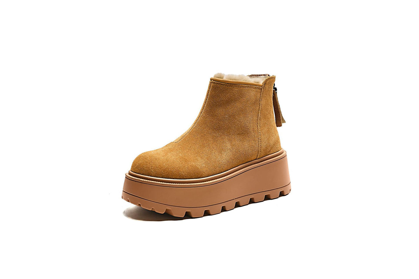Women's Suede Short Martin Thick Bottom Elevator Snow Boots