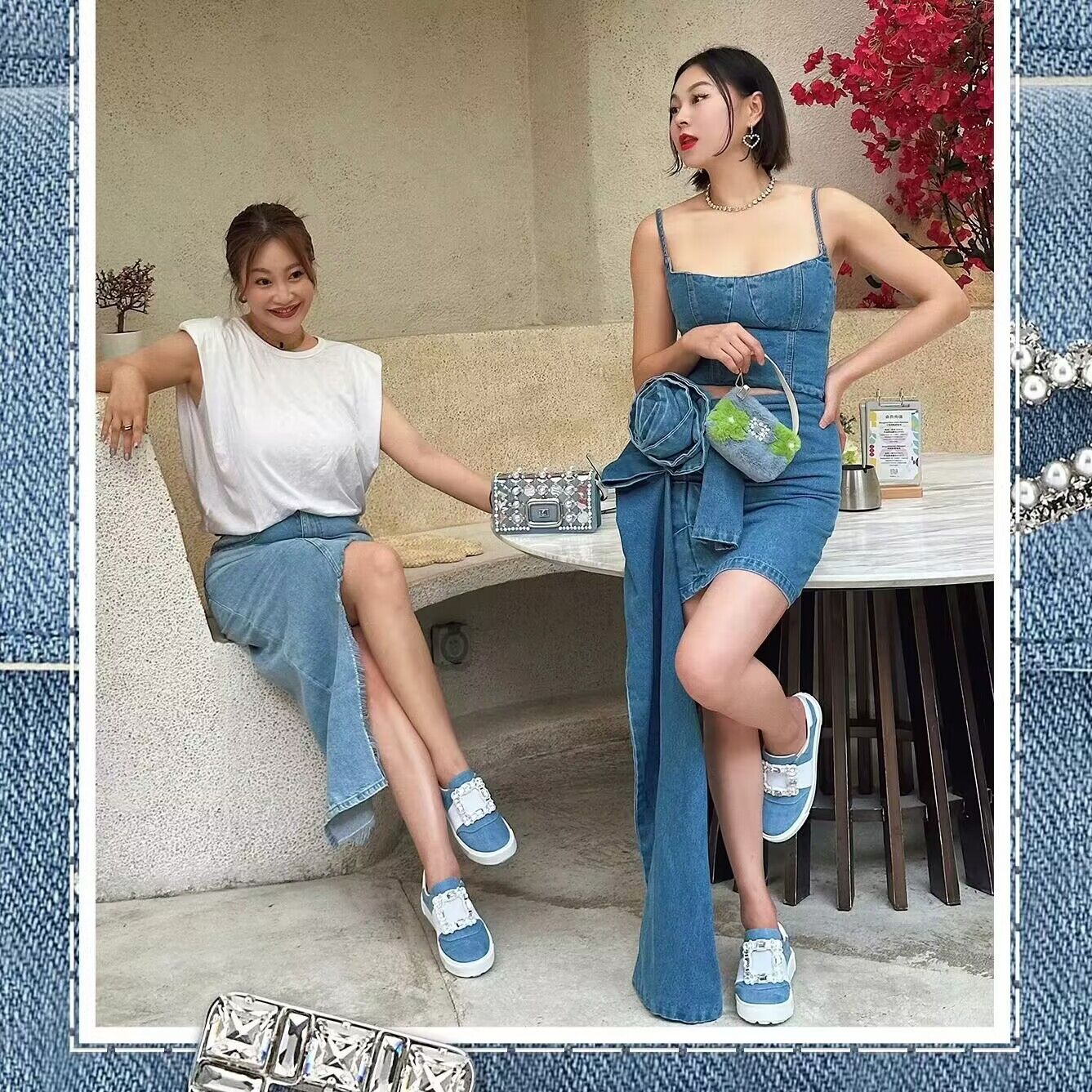 Women's Rhinestone Square Buckle Soft Flat Cloud Casual Shoes