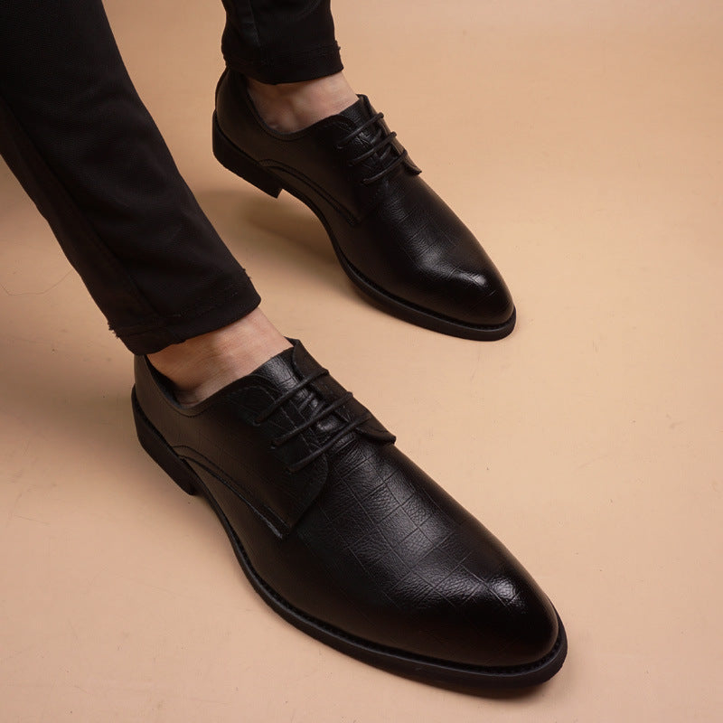 Trendy Korean Style Pointed Soft Breathable Comfortable Business Boys Leather Shoes