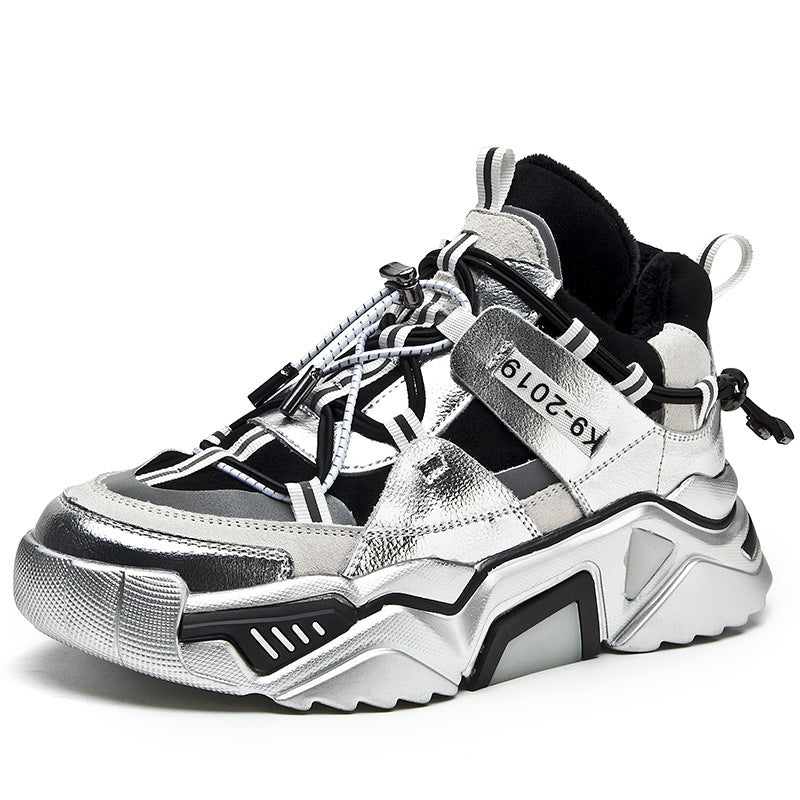 Female Fleece-lined Tide Muffin Korean Black Sneakers