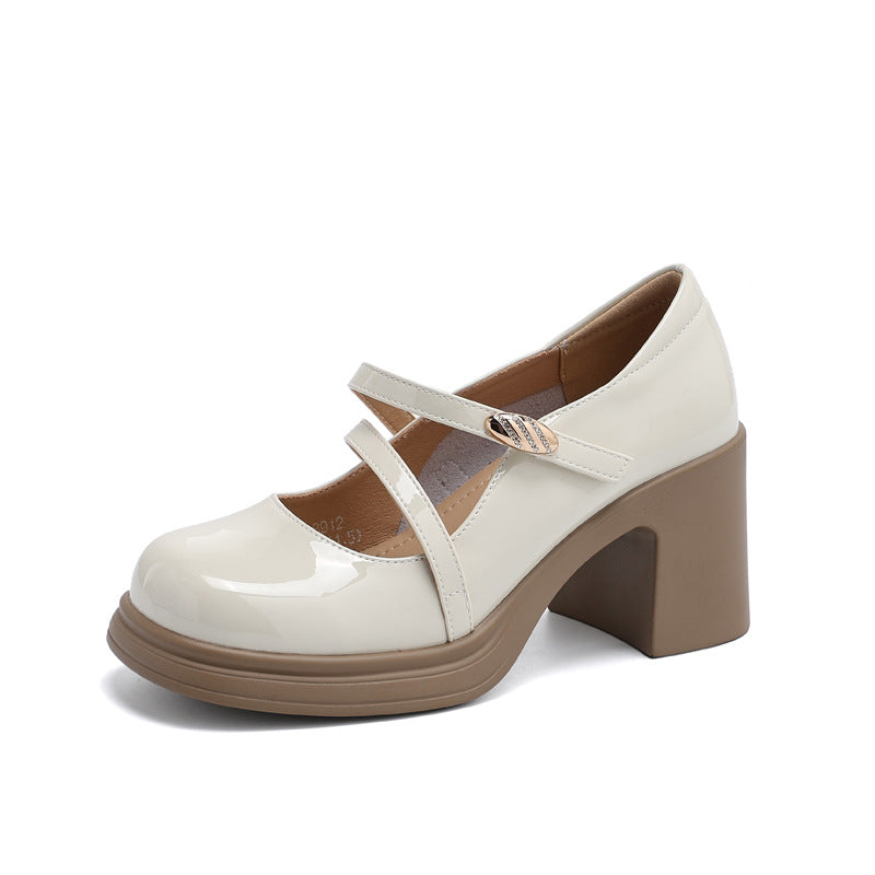Women's Black Mary Commuter Jane Spring Square Toe Shallow Mouth Buckle Women's Casual Shoes