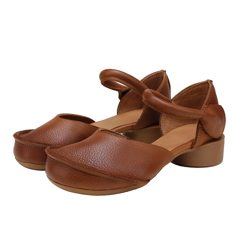 Women's Chunky Back To Ancient Times Handmade Soft Bottom Comfortable Heels