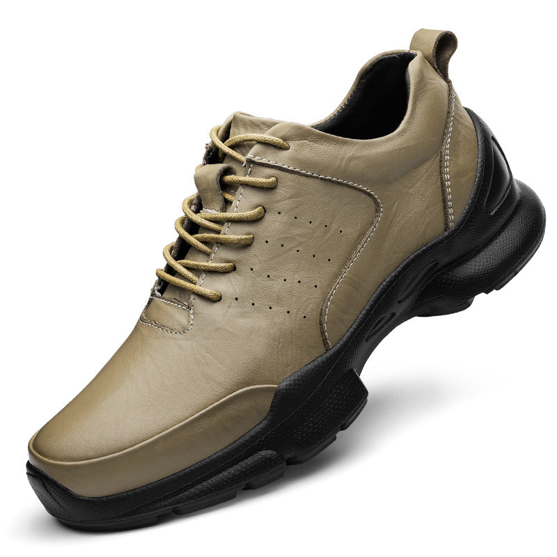 Men's Increasing Sports Summer Hollow Breathable Full Grain Cowhide Men's Shoes