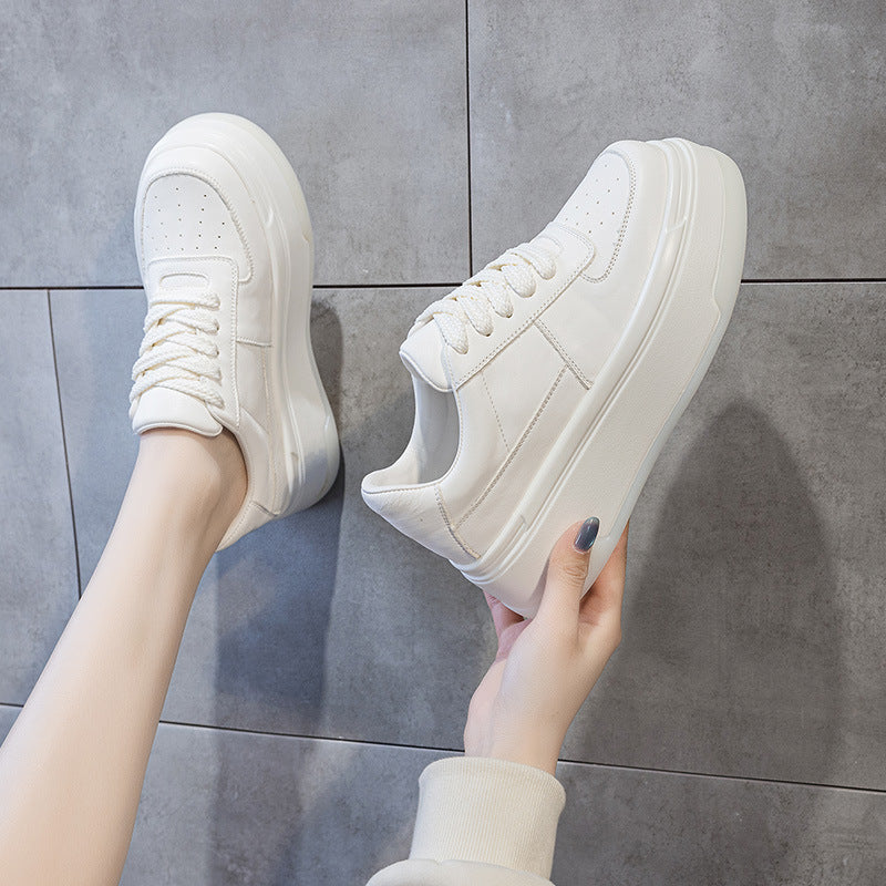 Women's Spring Full Grain Cow Platform Korean Style Casual Shoes