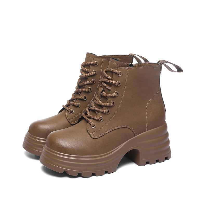 Women's Martin Fleece-lined British Style Thick-soled Small Boots