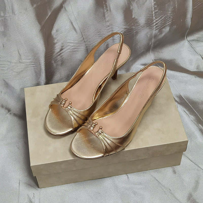 Women's Toe Stiletto Round Sexy Temperament Adult Lady Like Woman Metal Heels