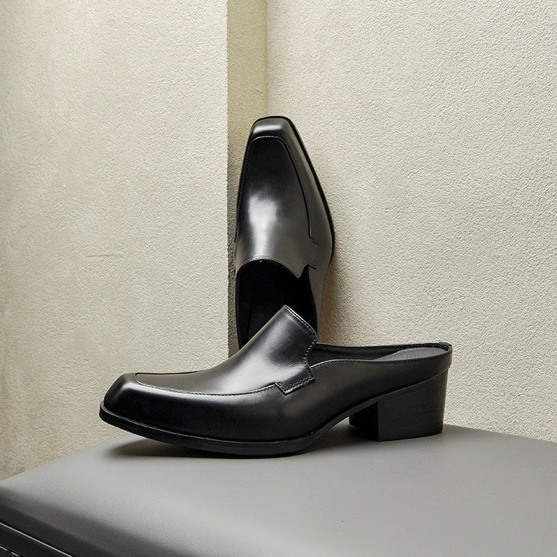 Men's Square Toe Pump High Half Height Slippers
