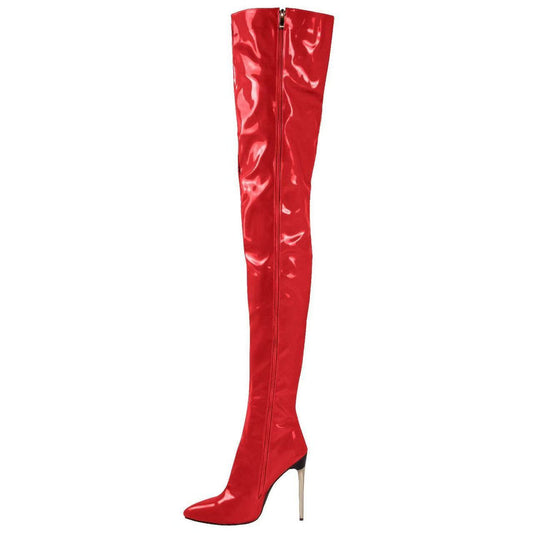 Women's Metal Super High Fashion Stiletto Slim Women's Leather Boots