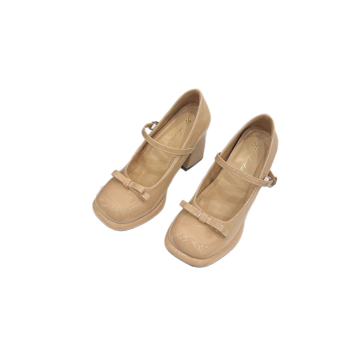 Women's Height Increasing Insole Soft Patent Bow Mary Jane Women's Fashion Shoes