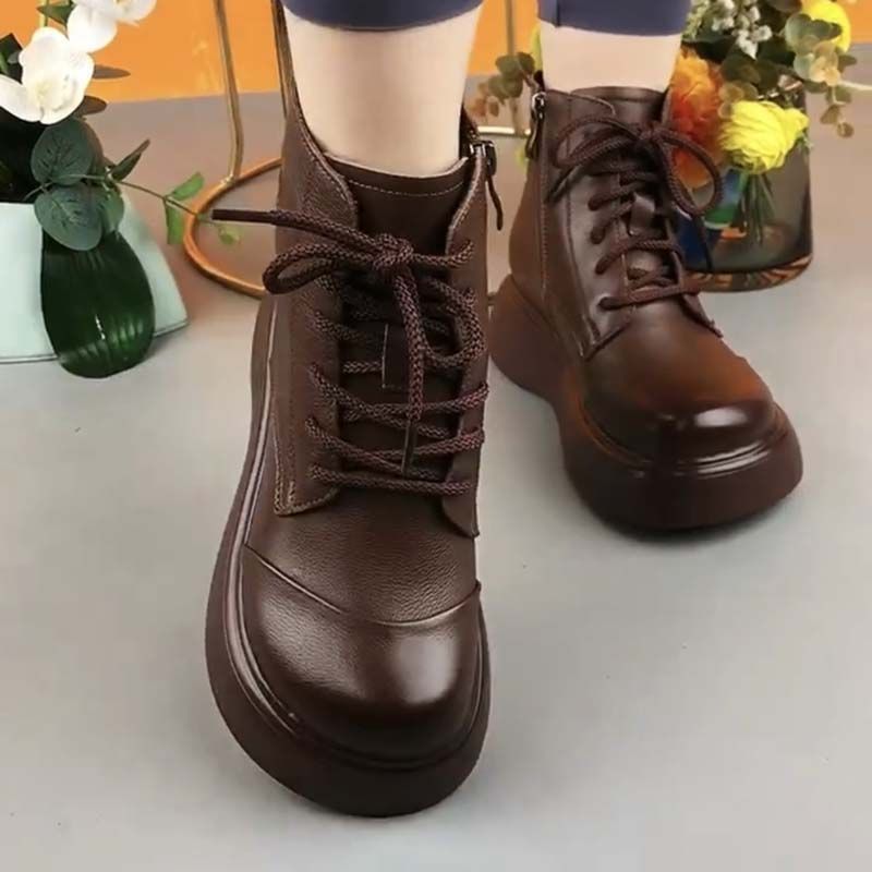 Women's Platform Martin Fleece-lined Warm Mother's Cotton Soft Women's Leather Boots