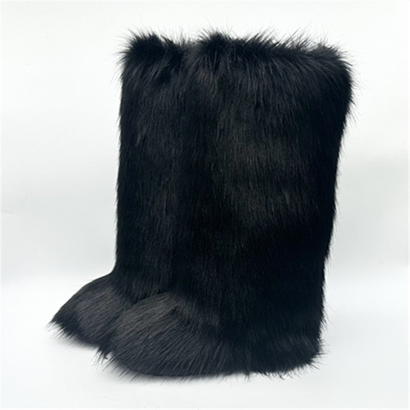 Classy Furry Trendy Thickening Plus Size Snow Boots