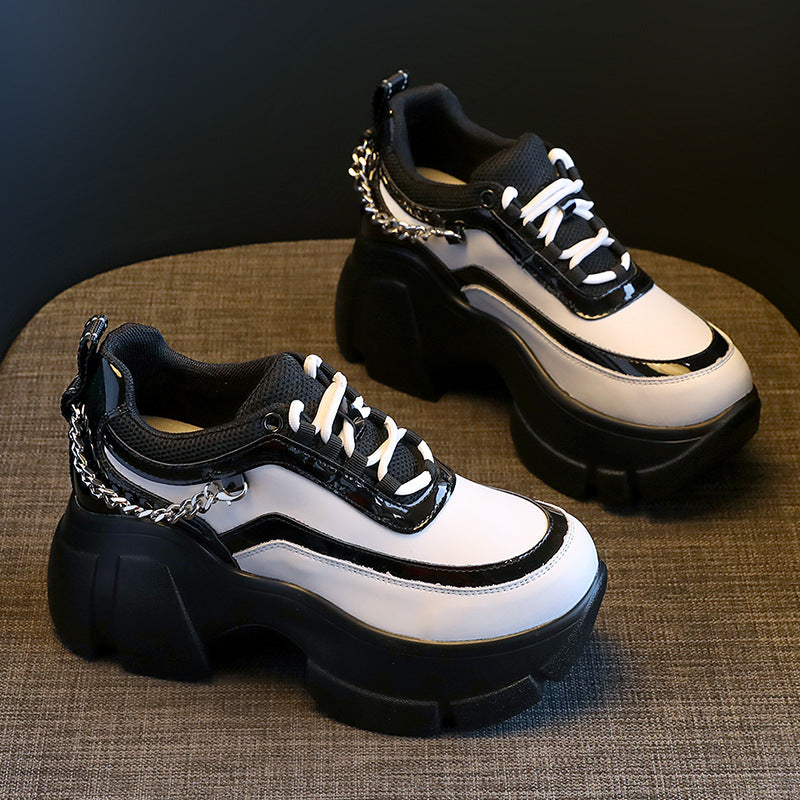 Bottom Chunky Height Increasing Korean Style Street Heels
