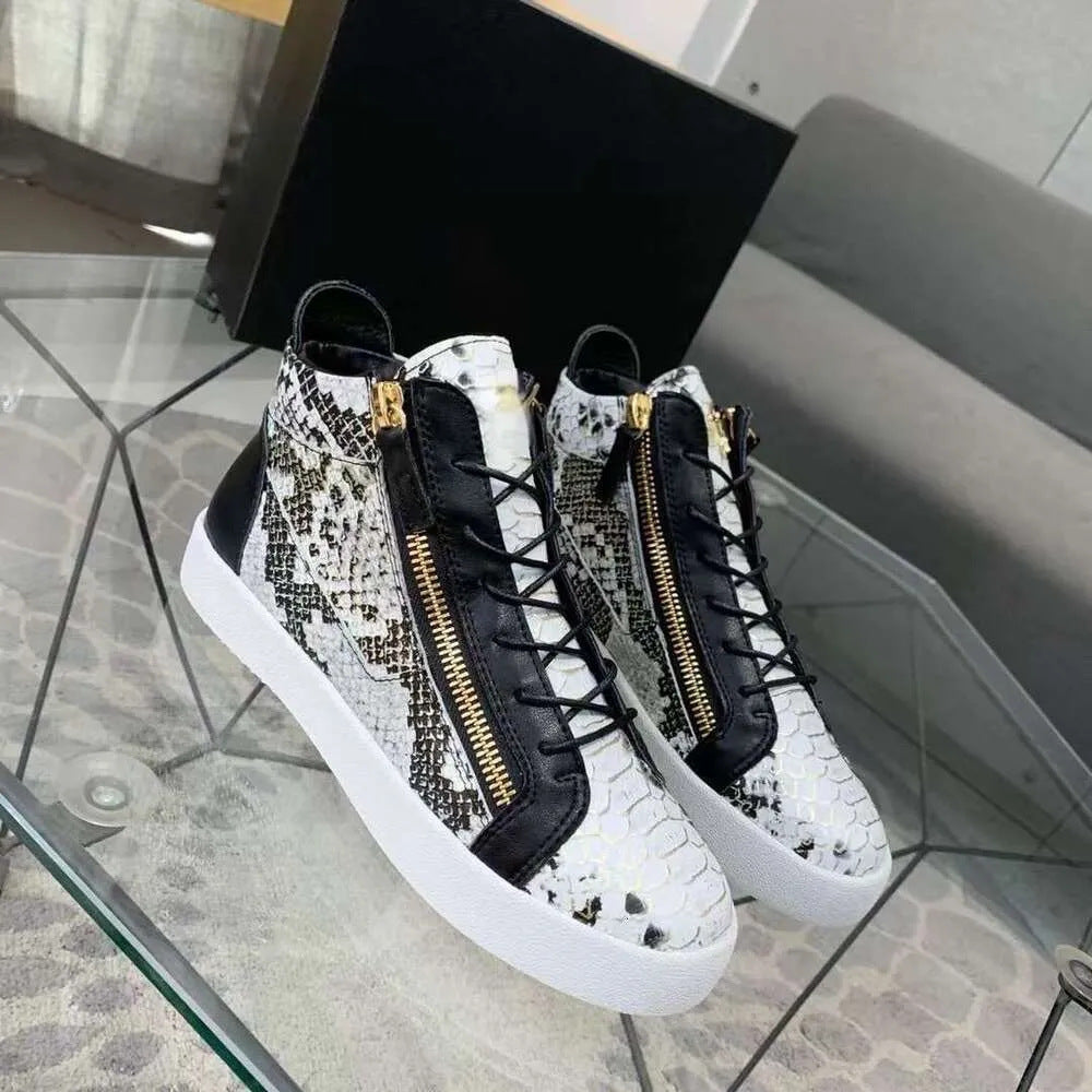 Board High Version Trendy Double Zipper Design Genuine Sneakers