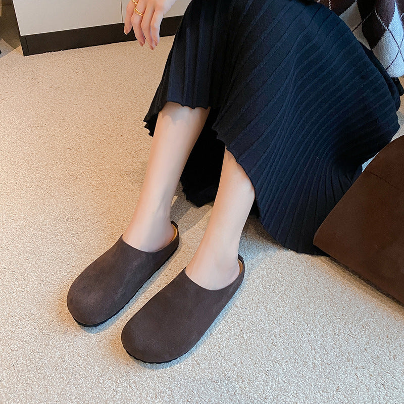 Women's Style One Pedal Flat Lazy Closed Slippers