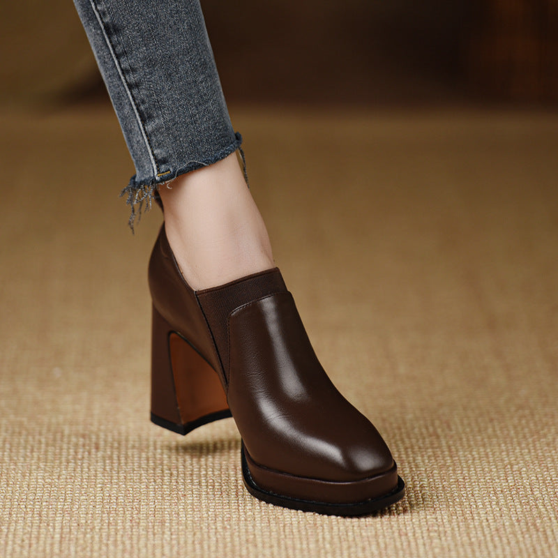 Women's High Deep Mouth Round Toe Pumps Chunky Soft Bottom Comfortable Women's Fashion Shoes