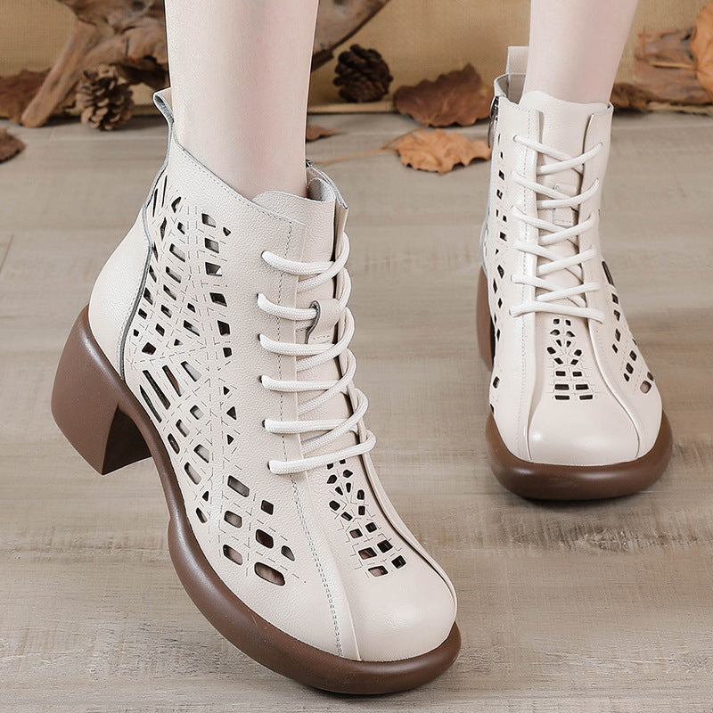 First Layer Cowhide Summer Martin Female Boots