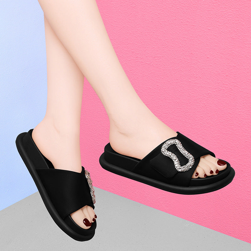 Women's Summer Rhinestone Cross Platform Outer Wear Sandals