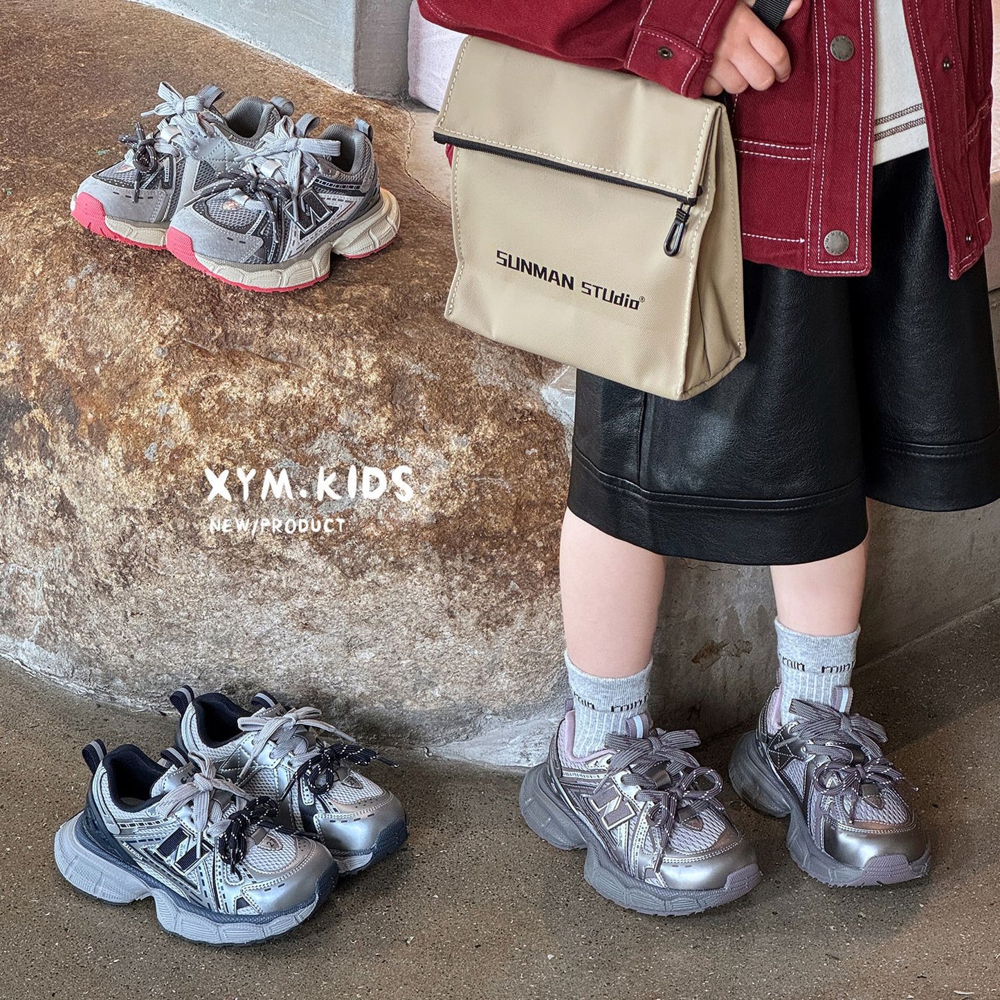 Children's Spring Fashionable Double Lightweight Breathable Boys Children's Sports Shoes