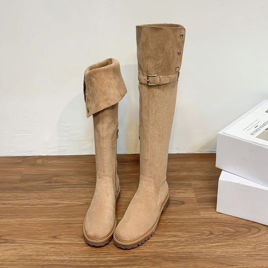 Women's Fleece-lined Warm Slugged Bottom Martin Two-way Wear Snow Boots