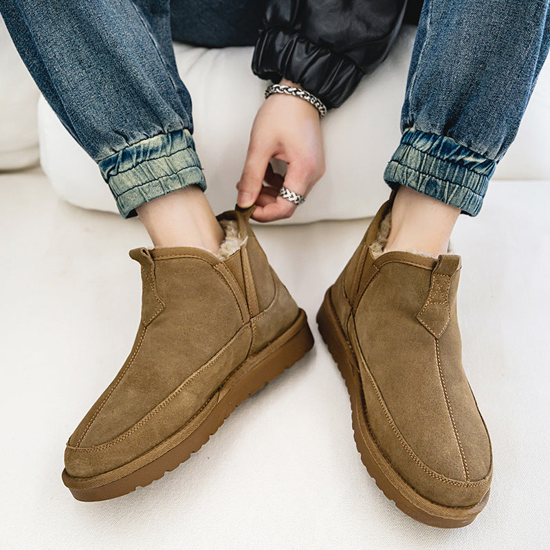 Men's Winter Fleece-lined Thickened Bread Genuine Versatile Snow Boots