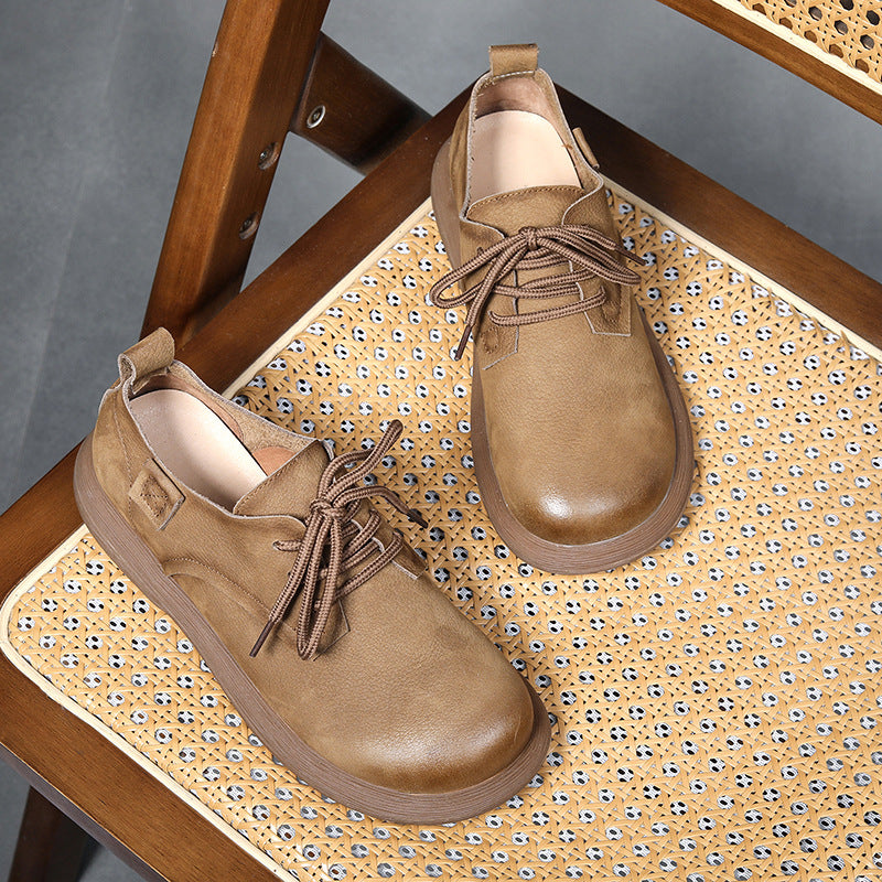 Layer Cowhide Light Bottom Front Outdoor Fashion Trend Ladies Soft Leather Shoes