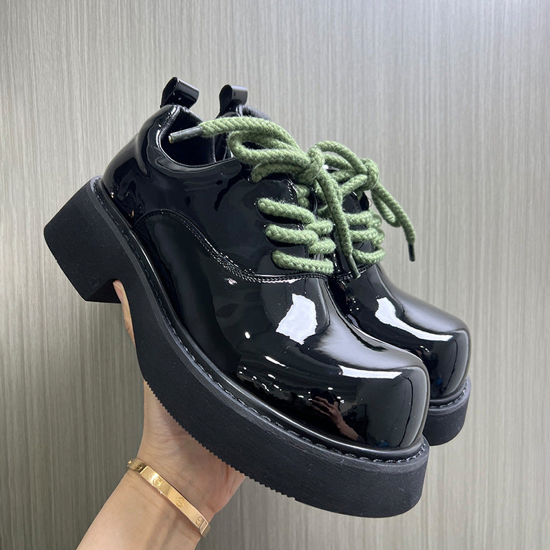 Men's Head Winter Leisure Light People Thick-soled British Style Round Men's Casual Leather Shoes