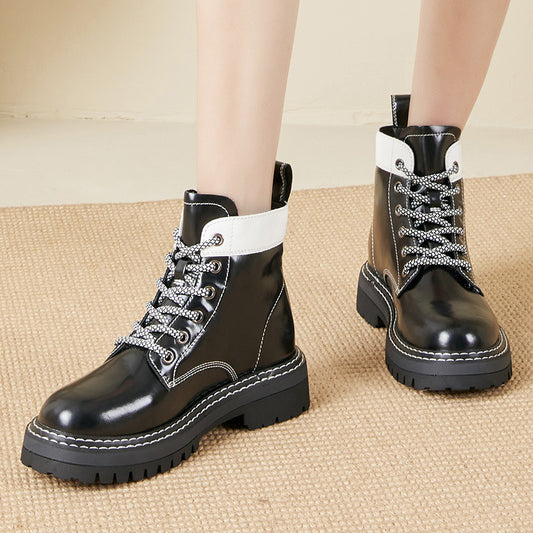 Women's Martin Thick Bottom Mid Short British Boots