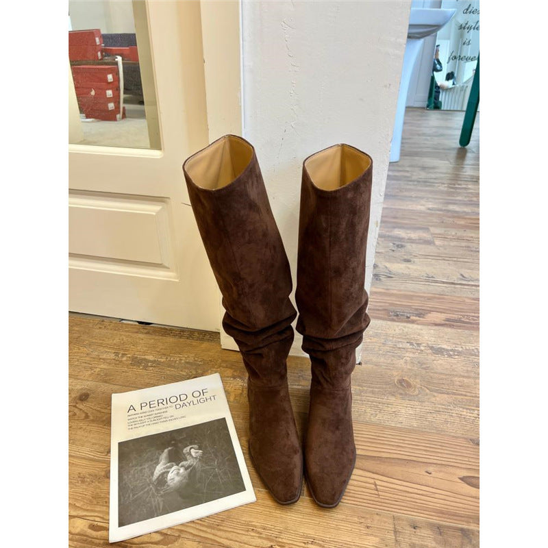 Women's Wide Tube High Leg Flat Big Women's Leather Boots