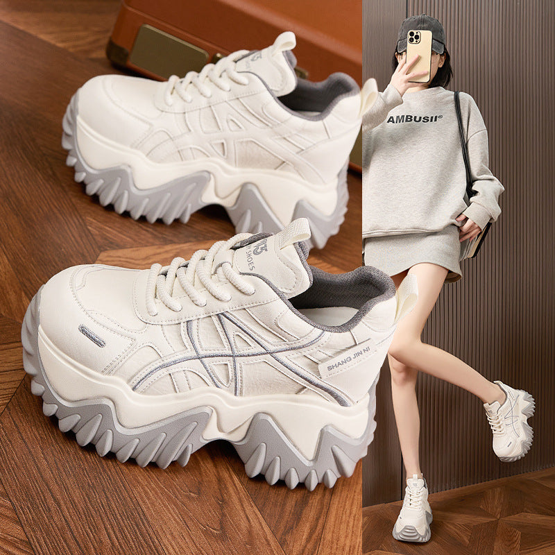 Women's Platform Dad Spring Fashionable Small Height Increasing Women's Sports Shoes