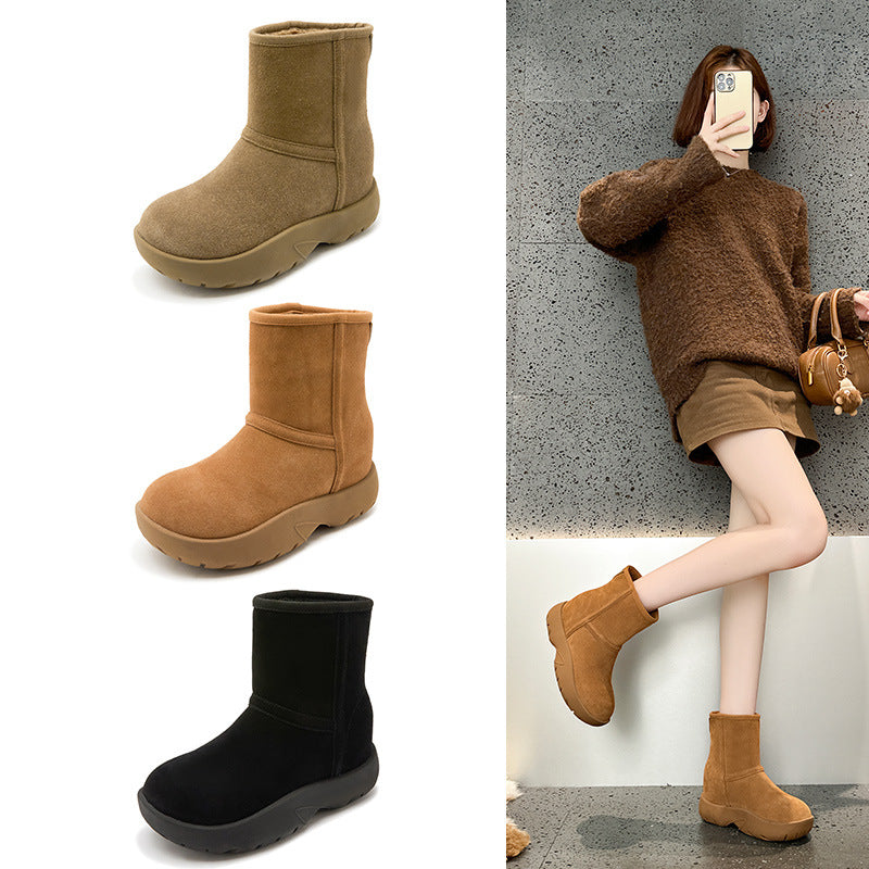 Women's Winter Fleece-lined Thickened Waterproof Minus Platform Ankle Women's Snow Boots