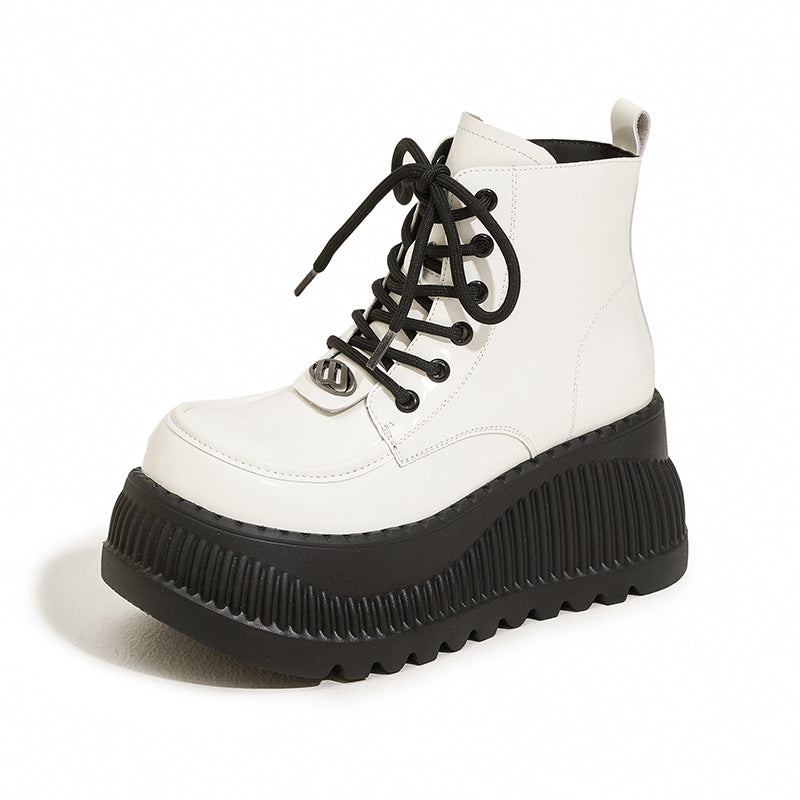 Women's Platform Martin Muffin Height Increasing Insole Small British Boots