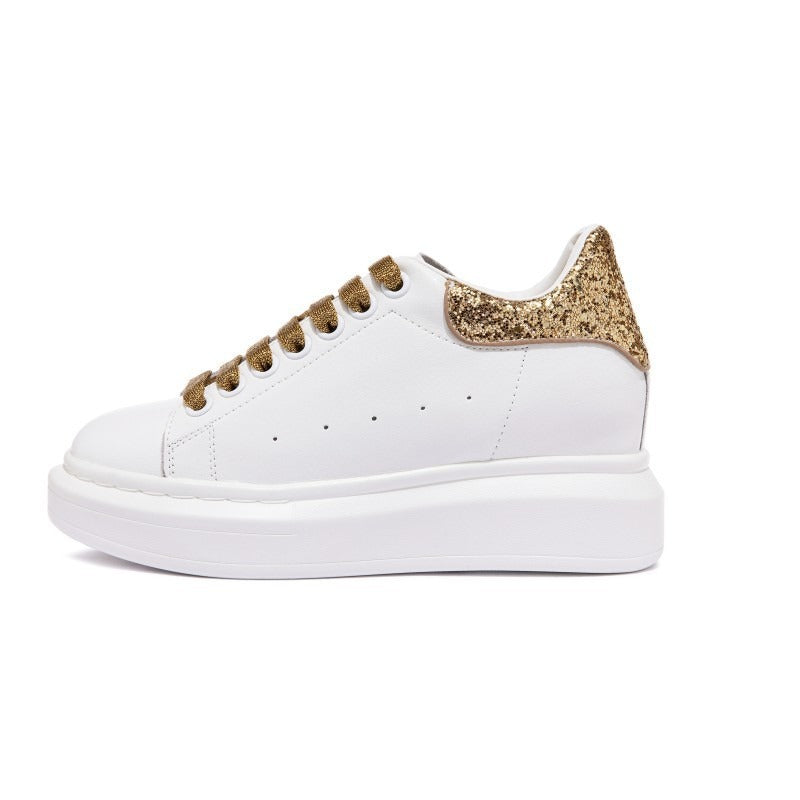 Women's White Autumn Breathable Hidden Platform Sports Women's Board Shoes