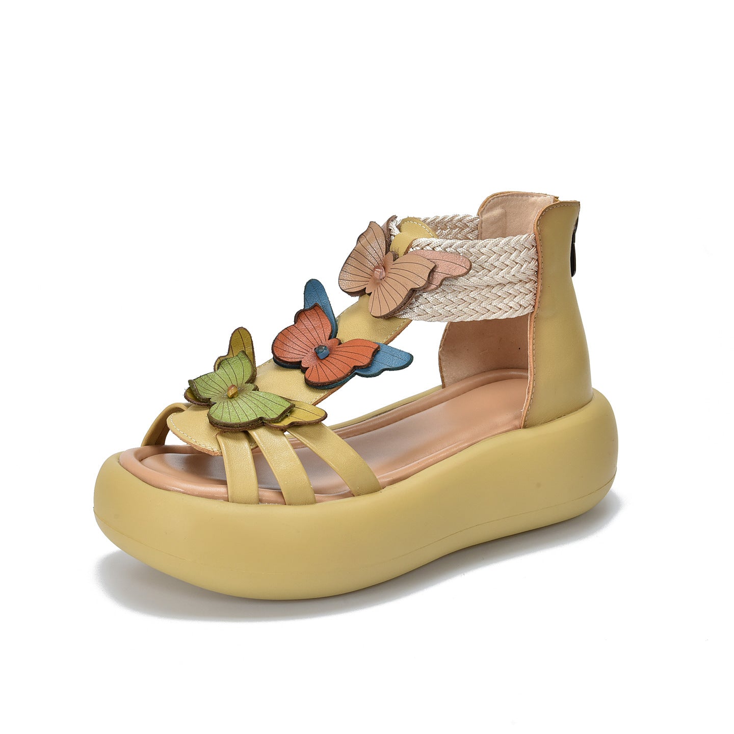Women's Artistic Retro Shape Roman Muffin Genuine Platform Sandals