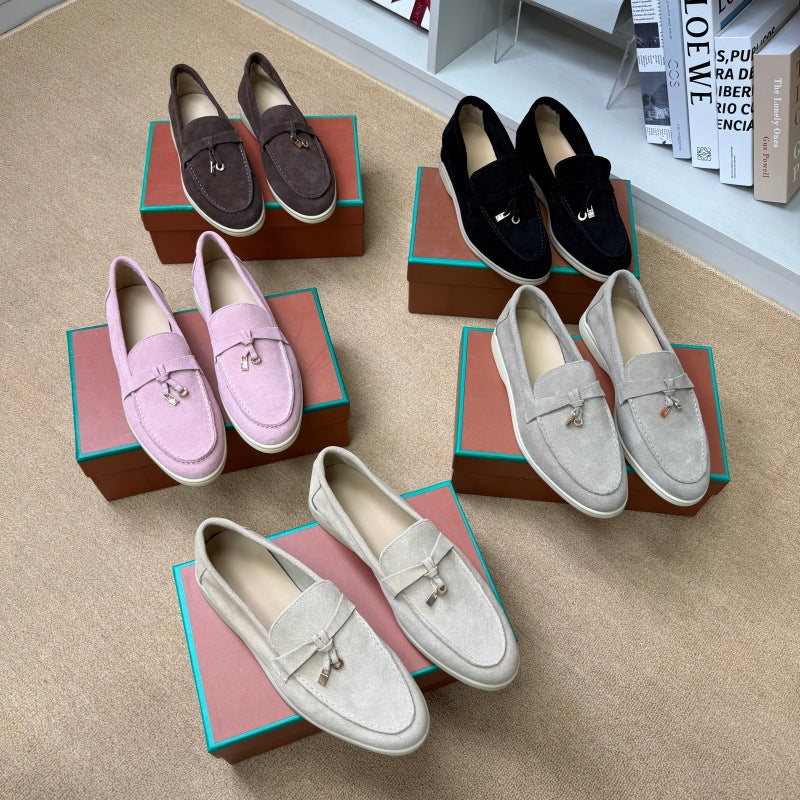Women's One Pedal Tassel Lazybone Comfortable Heightened Single Loafers