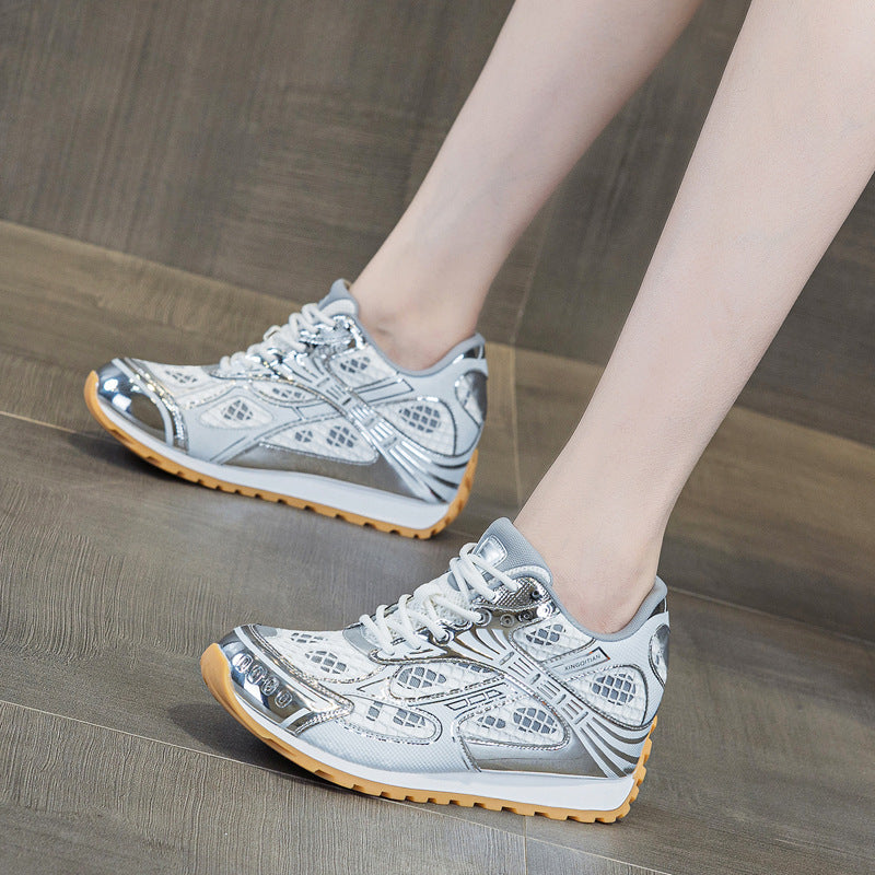 Women's Increasing Insole Dad Rubber Net Surface Breathable Women's Casual Shoes
