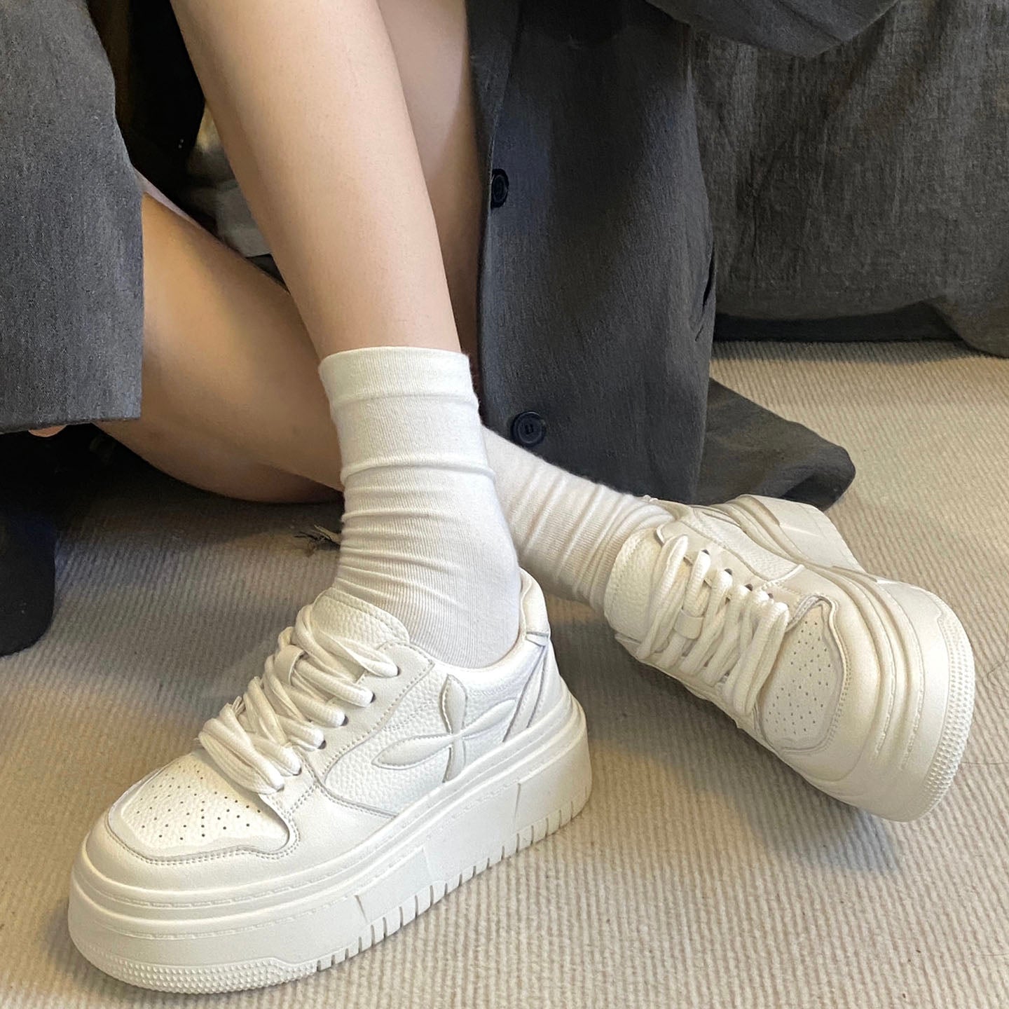 Women's Soft Thick-soled White For Classic Style Slimming Increased Autumn Women's Casual Shoes