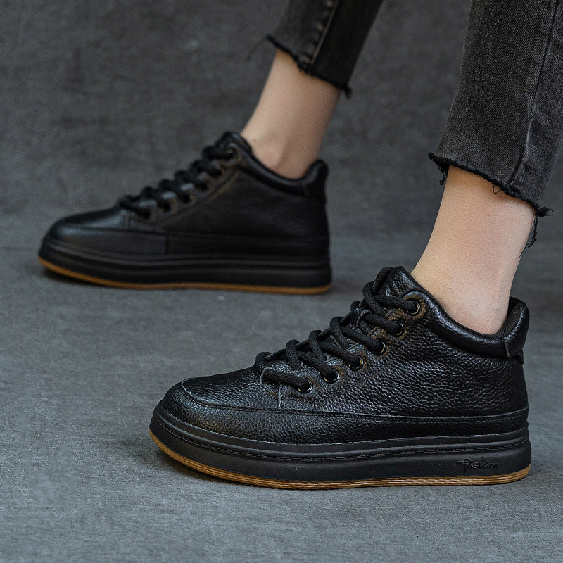 Women's Warm Slugged Bottom Board Lightweight Breathable Women's Leather Boots