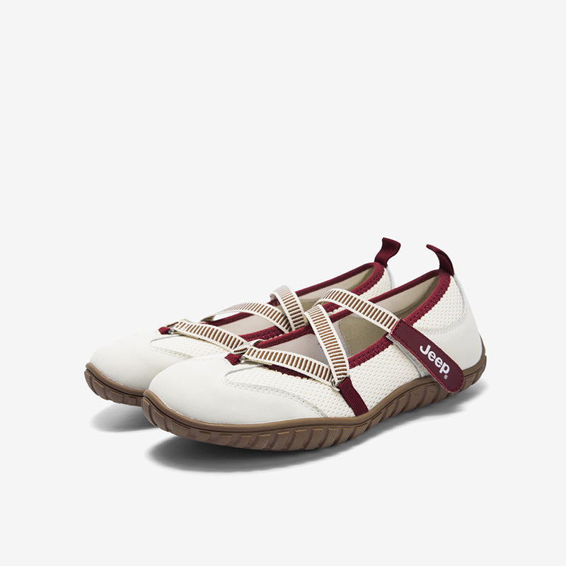 Women's Jeep Vintage Mary Jane Velcro Soft Bottom Ballet Breathable Men's Shoes