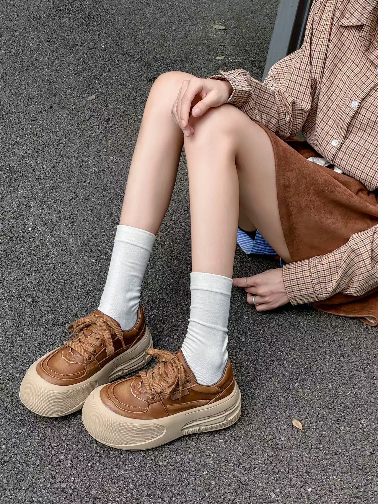 Women's Head Bread Autumn Mesh Breathable Platform Casual Shoes