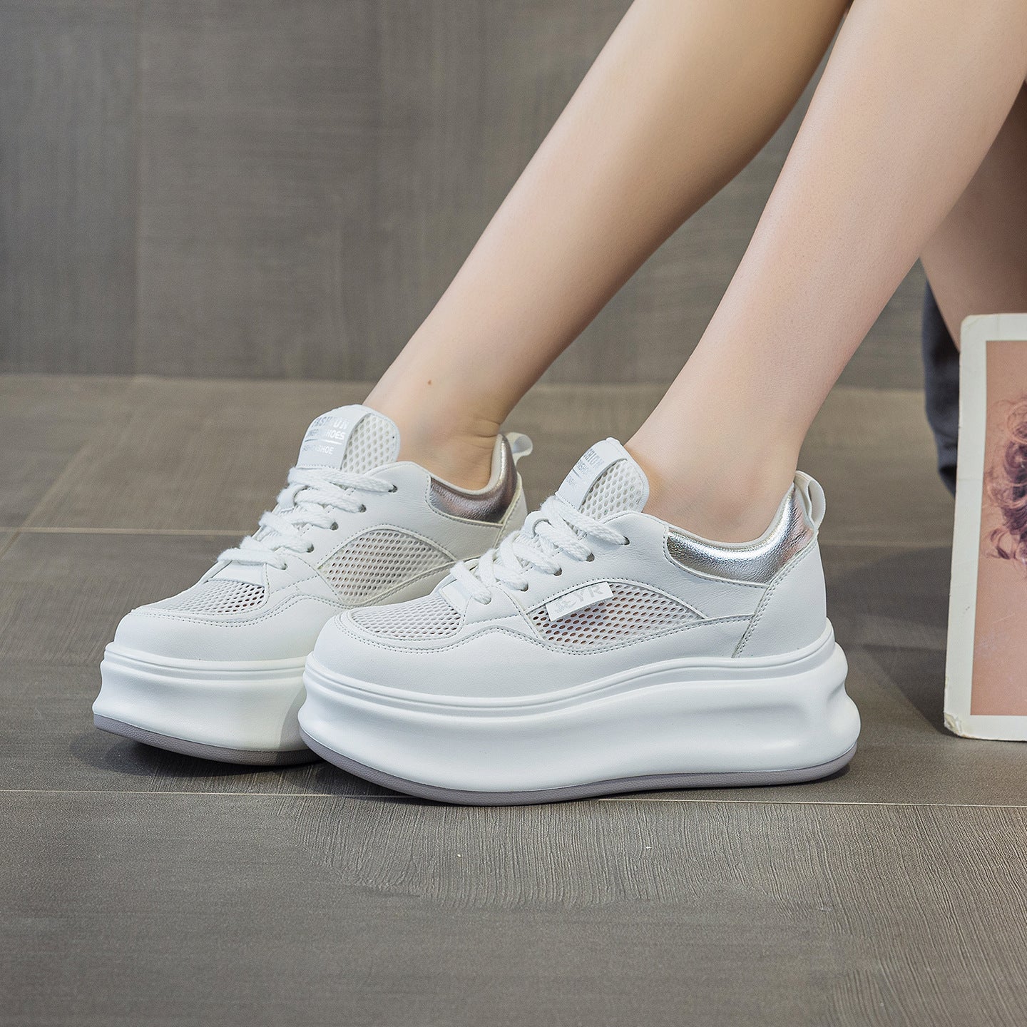Women's White Summer Platform Height Increasing Insole Fashion Women's Shoes