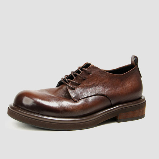 Men's Style Vintage Round Head Leisure Hand-rub Leather Shoes